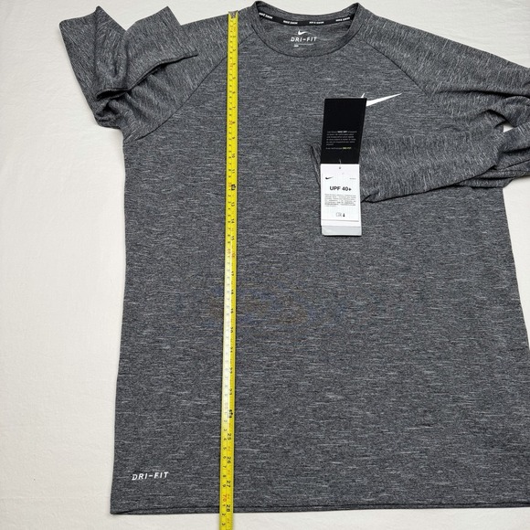 NWT Nike Swim Shirt Men's Medium Crew Neck Long Sleeve Dri-Fit UPF 40+ Gray - Picture 8 of 9